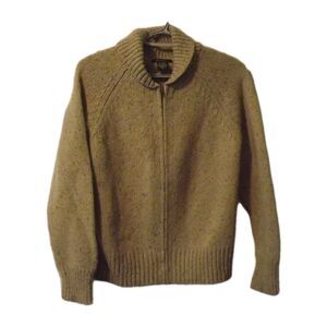 Eddie Bauer Woman's Heavy Wool Blend Full Zip Cardigan Brown Sweater Size Medium